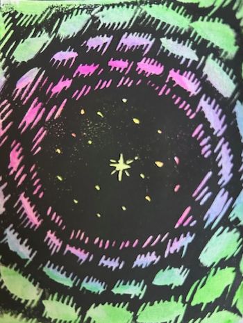 The Star, a starry sky viewed through a brick well.